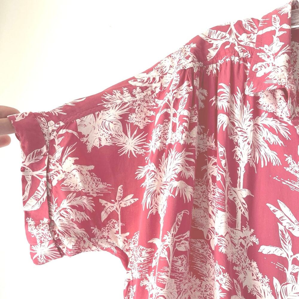American Eagle Cropped Hawaiian Shirt Womens Size L Casual Coquette Tropical - Picture 3 of 14